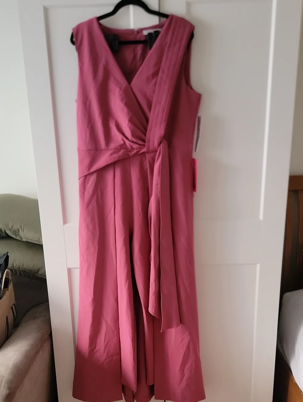 Sleeveless Rose Pink Wrap-Front Midi Dress - Picture 1 of 6